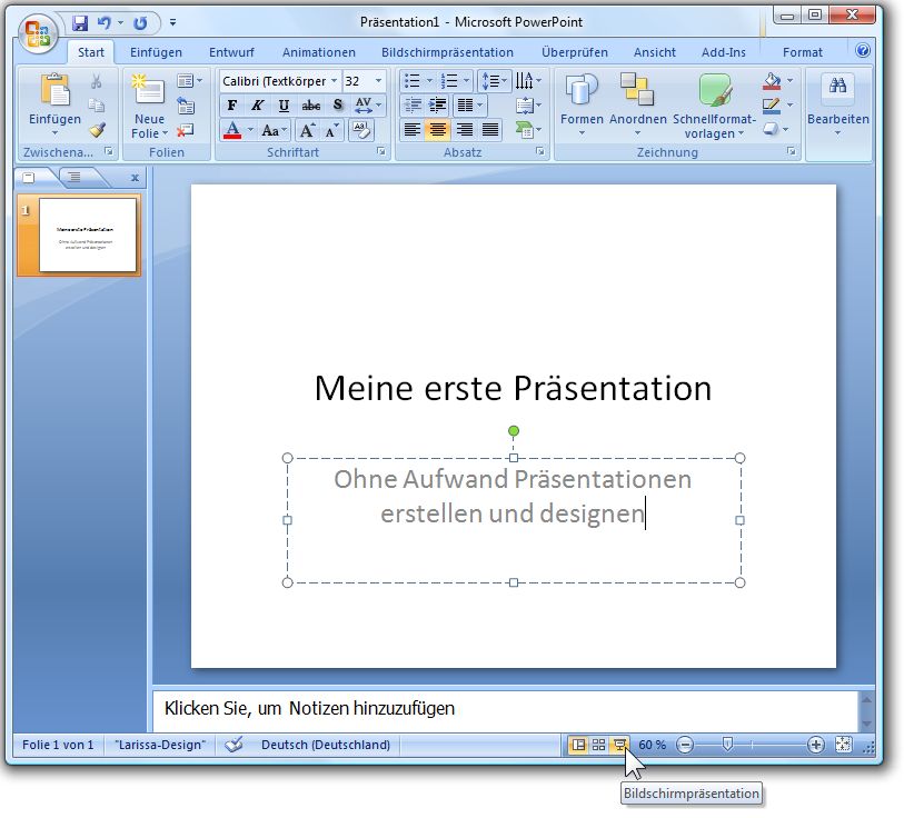 Bildschirmpräsentation starten