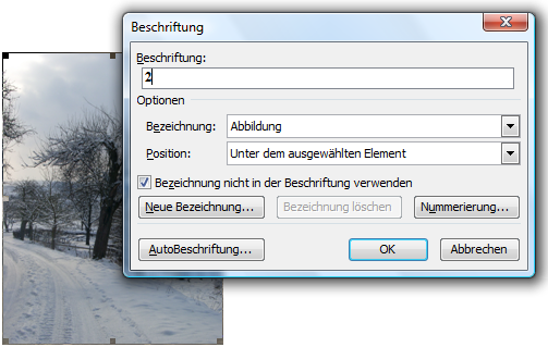 Beschriftung ohne Bezeichnung