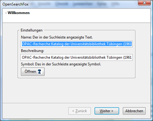 die Suche der Bibliothek der eigenen Universität einbinden - Schritt 4
