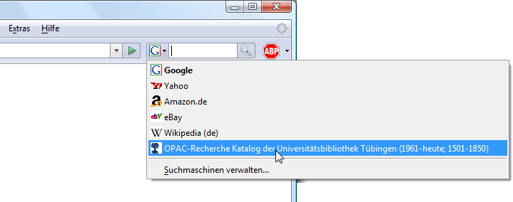 die Suche der Bibliothek der eigenen Universität einbinden - Schritt 6