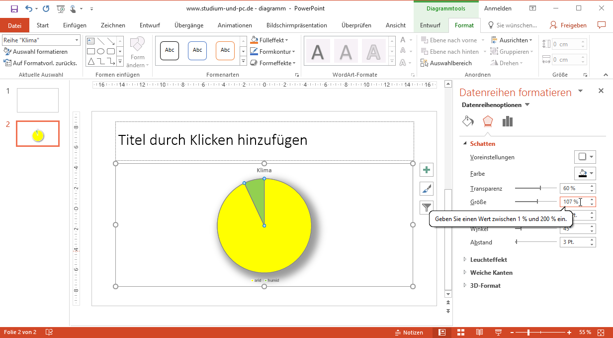 Schatten für den Kreis für eine gute Lesbarkeit