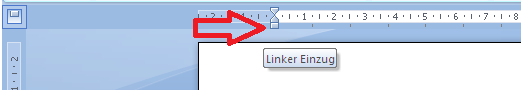 Linken Einzug über Lineal einstellen