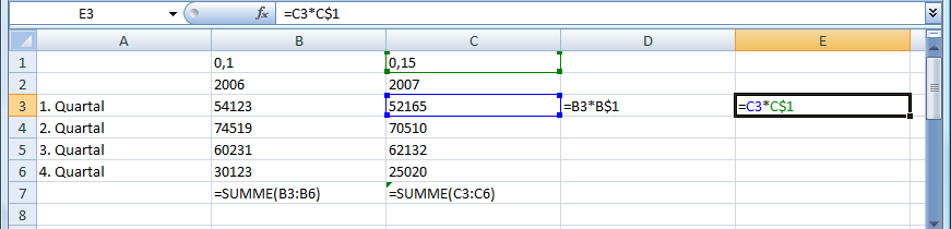 Mischform - relativer absoluter Bezug