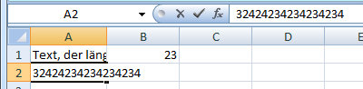 was passiert bei Zahlen, die länger sind und nicht in die Zelle passen?