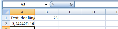 zu lange Zahlen in wissenschaftlicher Schreibweise