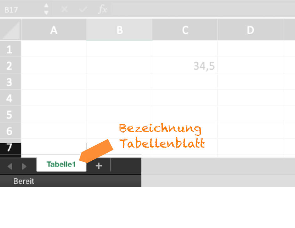 Beschriftung Tabellenblatt in Excel