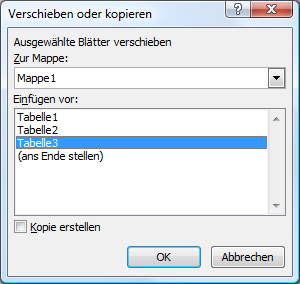 verschieben bzw. kopieren von Arbeitsblättern