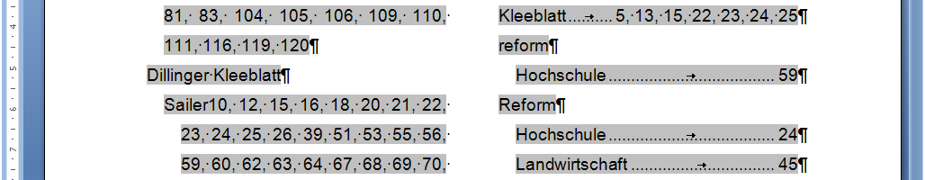 Ansicht des aktualisierten Inhaltsverzeichnisses im Text