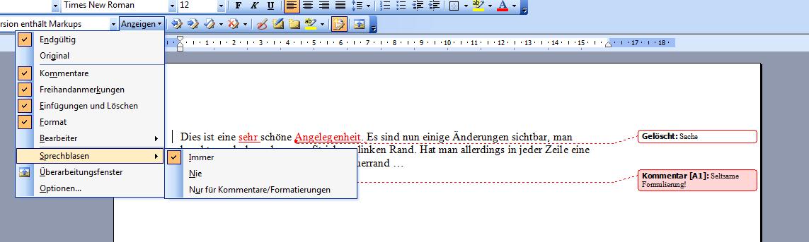 Korrekturen Sprechblasen