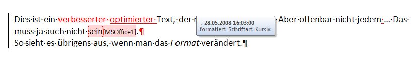 Word 2007 Korrektur-Tooltipp per Maus