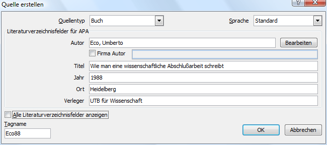 Literaturverwaltung in Word integriert