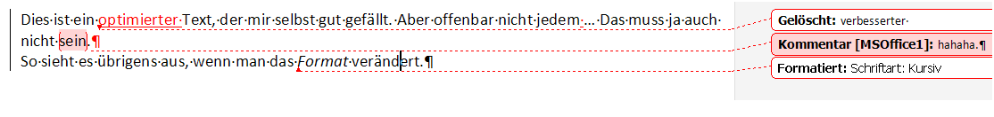 Umschaltung in den Sprechblasen-Modus