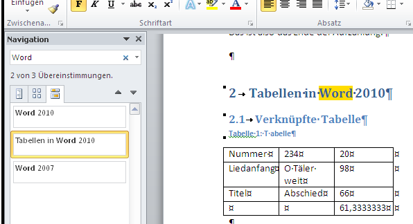 Neu in Word 2010 – Durchsuchen der Ergebnisse der aktuellen Suche