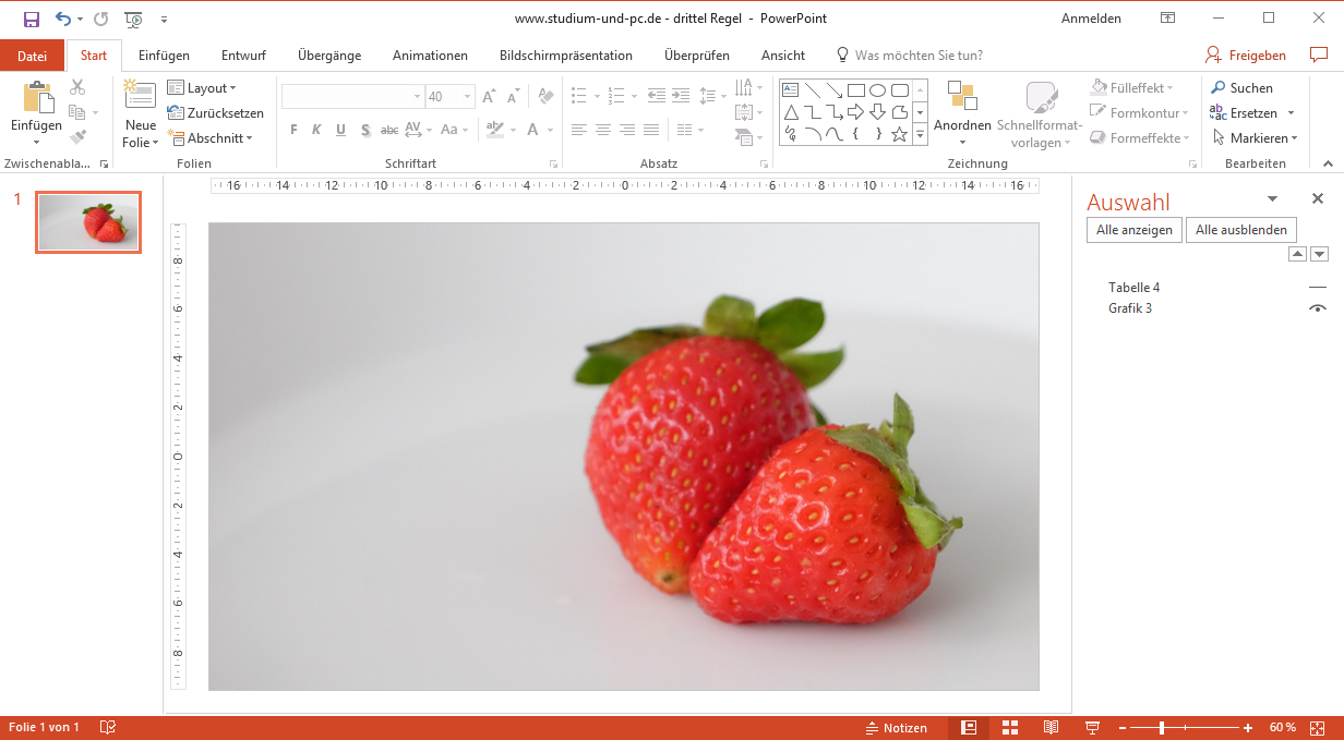 Wirkung in PowerPoint über die Platzierung mit der 1/3 Regel