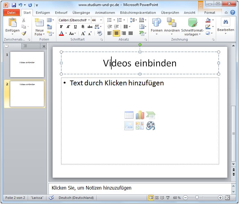 Videos Einfugen In Powerpoint 2010