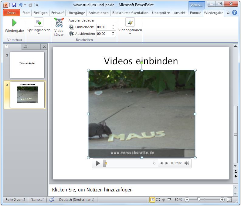 Video mit Sprungmarke