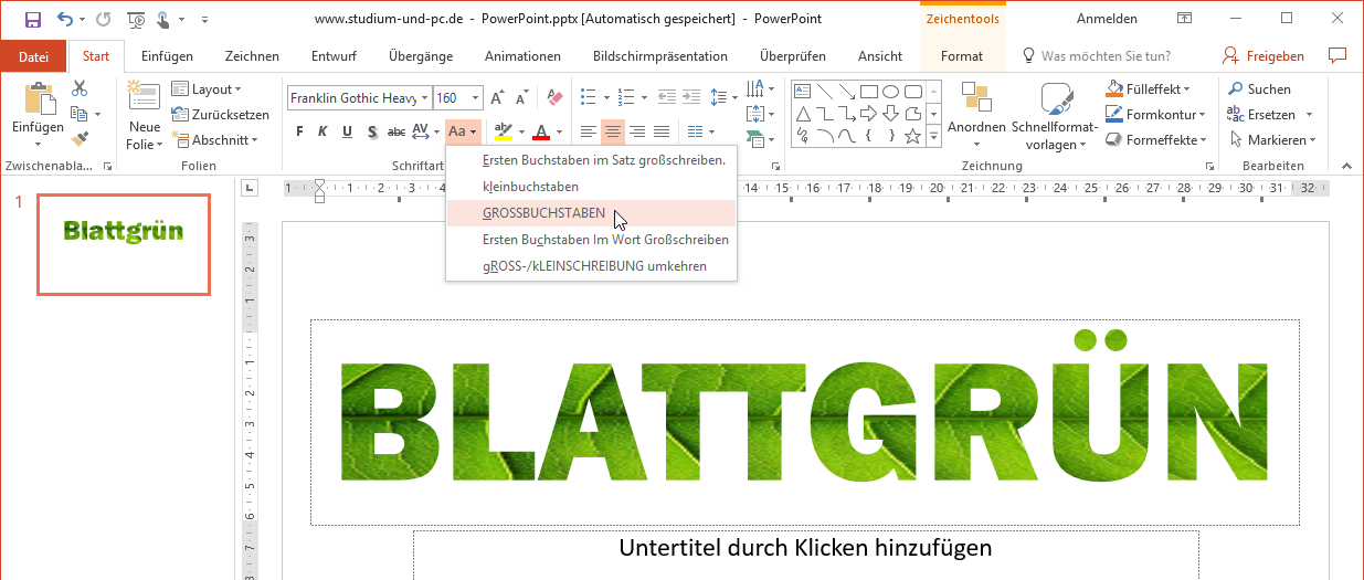 Die Titelfolie in PowerPoint muss „rocken"