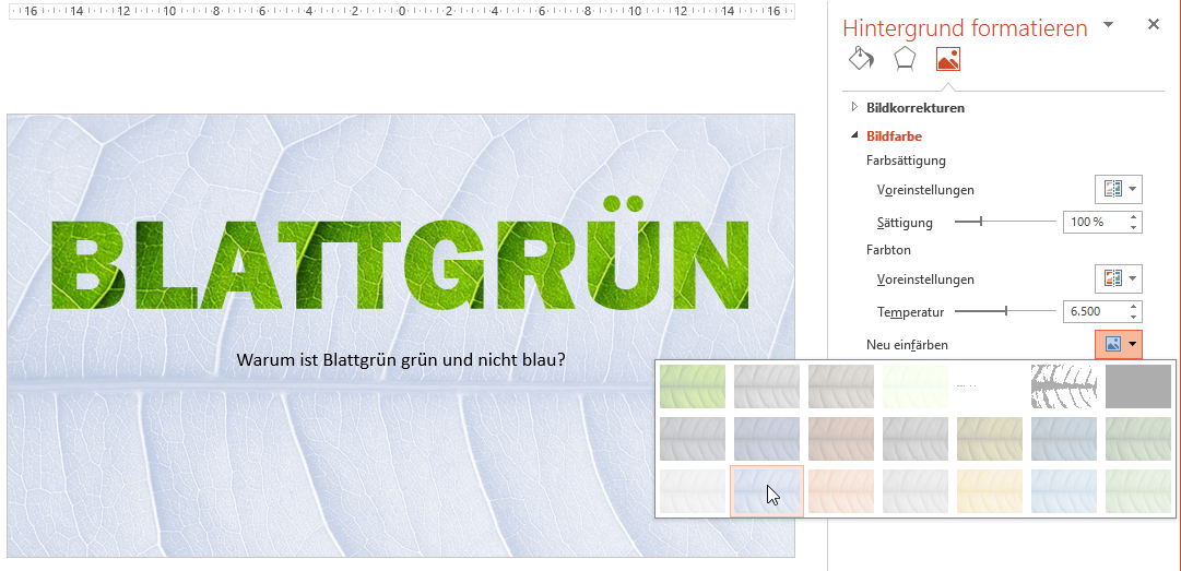 Folienhintergrund: Bild neu einfärben