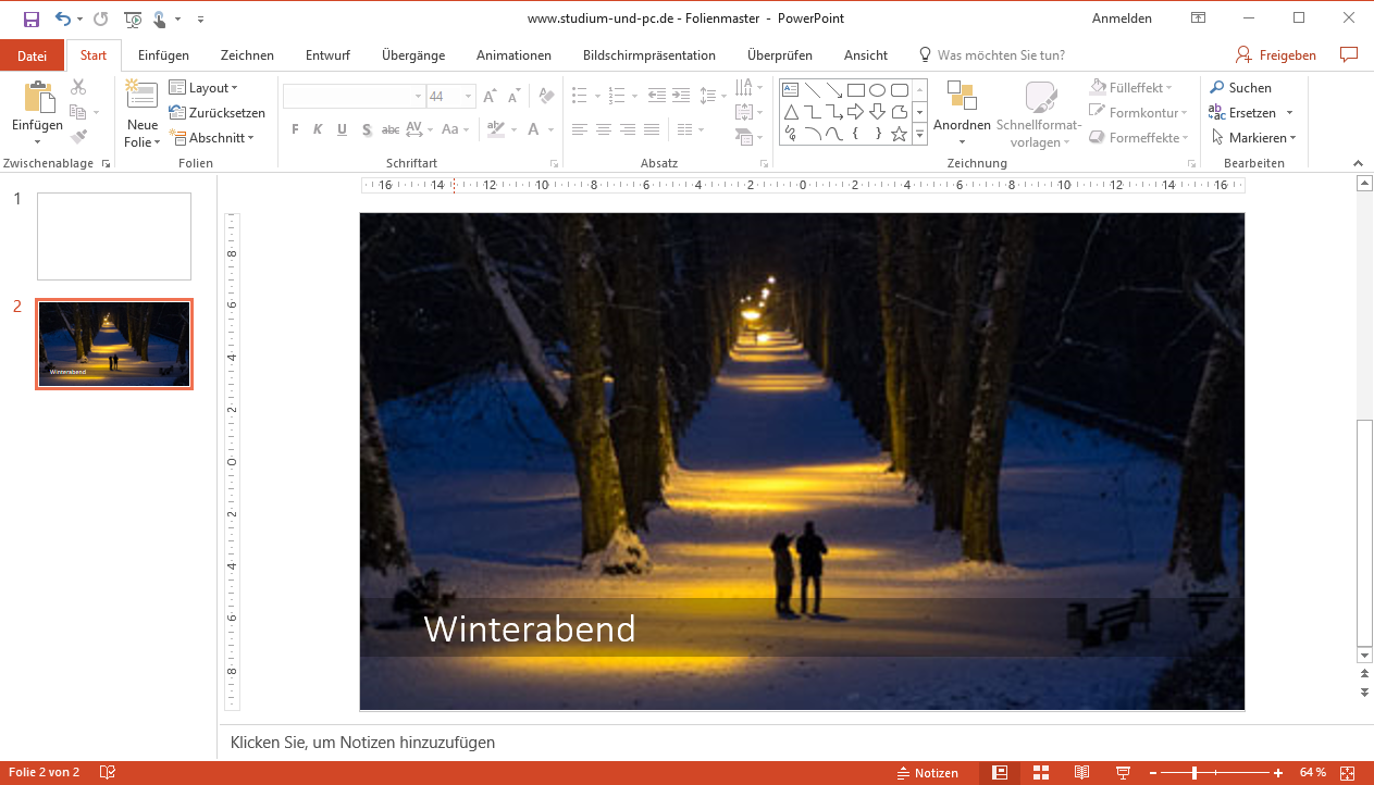 Titel noch setzen in unseren neuen Layout-Folie