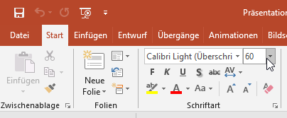 Größe der verwendeten Schrift