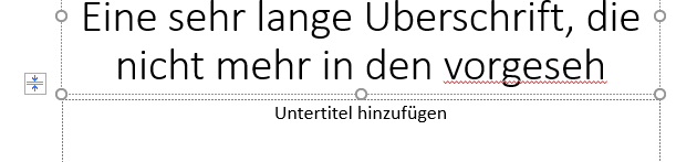 Symbol bei automatischer Anpassung der Schriftgröße