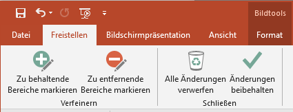 verfeinern der Auswahl der zu behaltenden bzw. entfernenden Bereiche