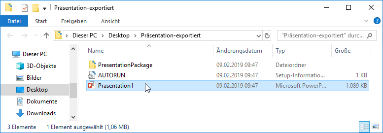 Dateien und Autorun über Export