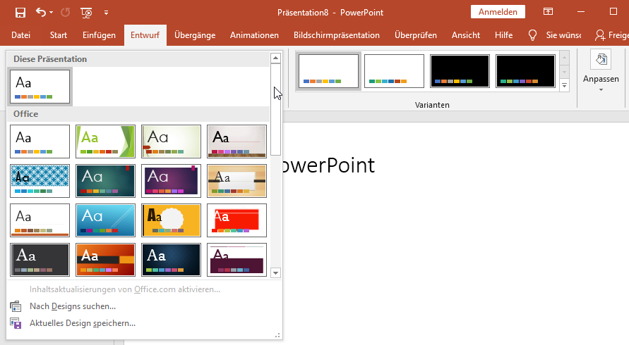 Layout Von Der Stange Entwurf Design In Powerpoint