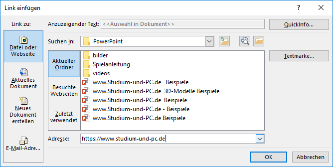 eine Internetseite über URL verlinken