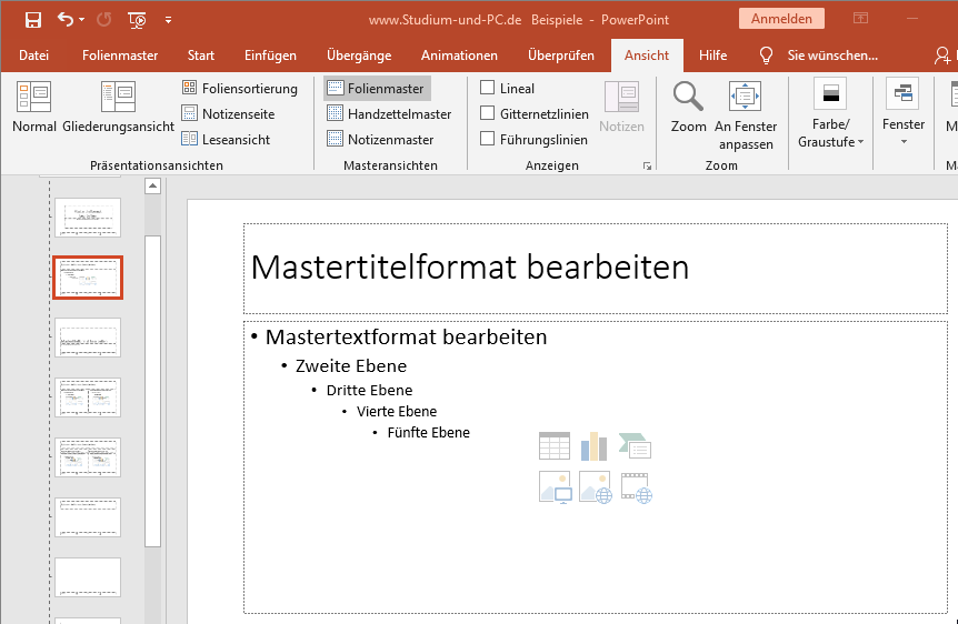 Folienmaster für Aufzählungen