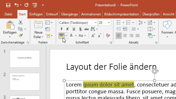 Textpassagen hervorheben
