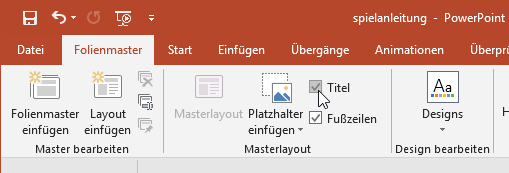 Fußzeile im Folienmaster anzeigen