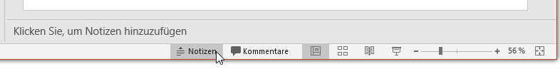 Notizen über Fußzeile ein- bzw. ausblenden