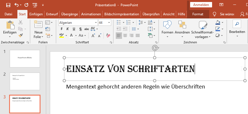 Lesbarkeit als Auswahlkriterium für Schriftarten