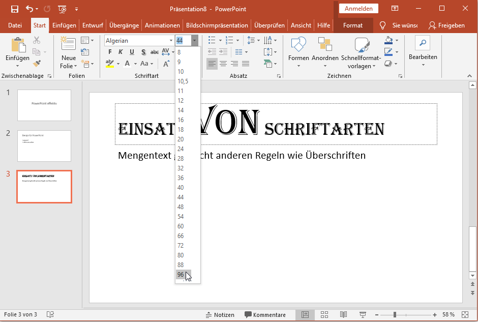 Schriftgröße umstellen für bessere Lesbarkeit