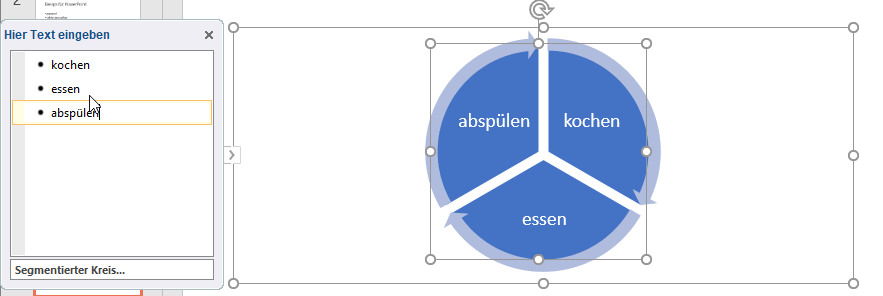 Eigene Texte als SmartArt Grafik