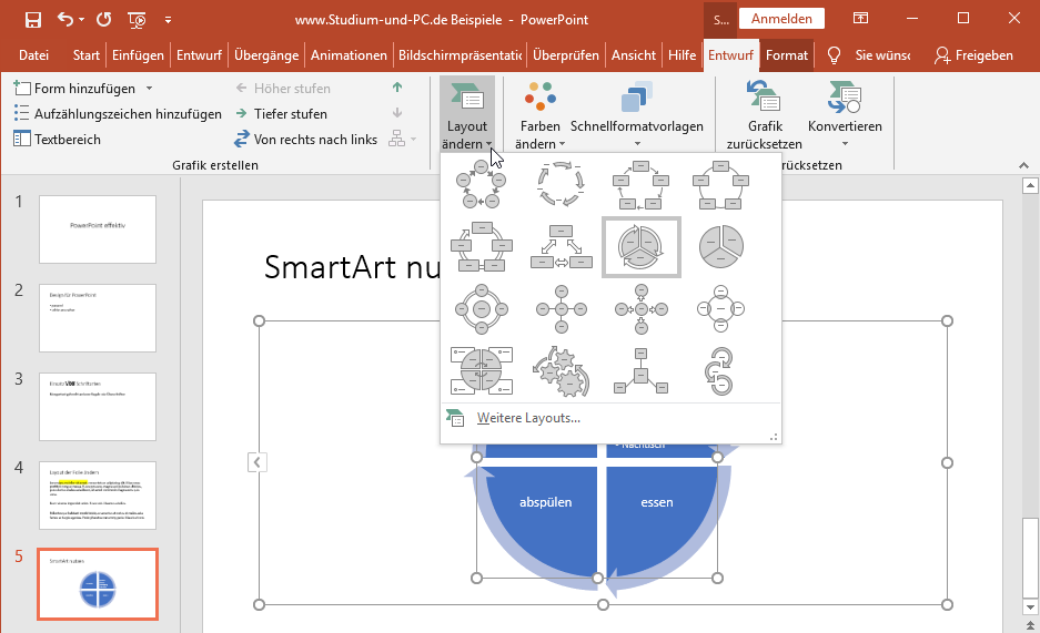 Layout ändern von SmartArt Grafik