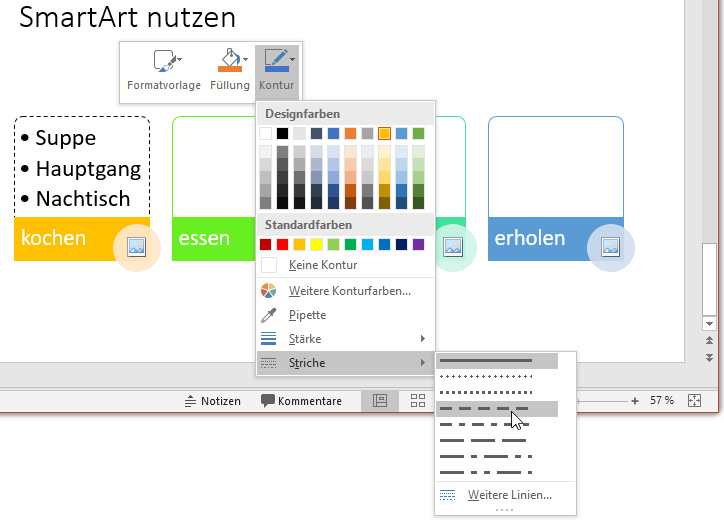 Umrandung nur für Teilbereich der Smart Art verändern