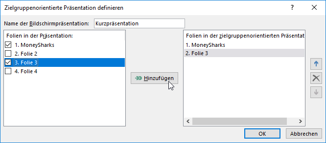 Folien zur zielgruppenorientierte Präsentation hinzufügen