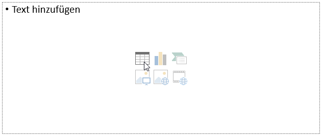 erstes Icon ist zum Einfügen von Tabellen in eine Folie