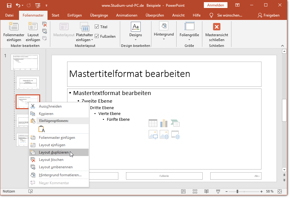 Layout duplizieren im Folienmaster