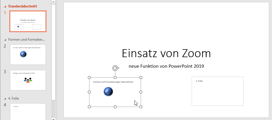 Abschnittszoom mit quasi Inhaltsverzeichnis