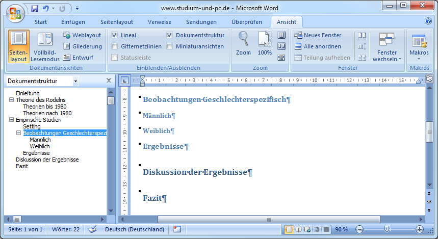 Formatvorlagen In Word Fur Inhaltsverzeichnis Design Und Layout