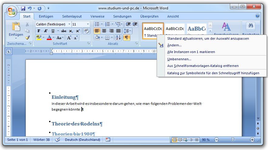 word 2007 literaturverzeichnis formatvorlagen