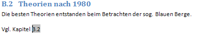 Ansicht des Querverweises im Text