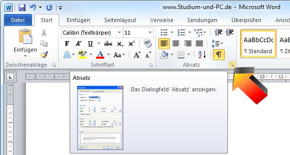 Menüleiste - Absatz