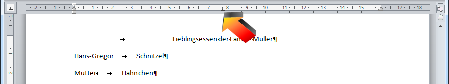 Tabstopp zentriert