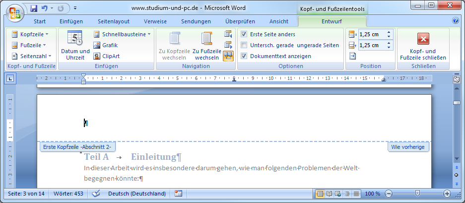 Abschnittswechsel nächste Seite