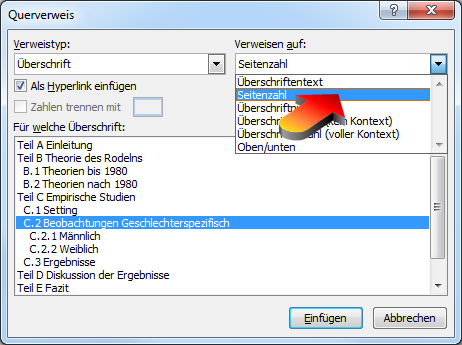 Querverweis – für welche Überschrift